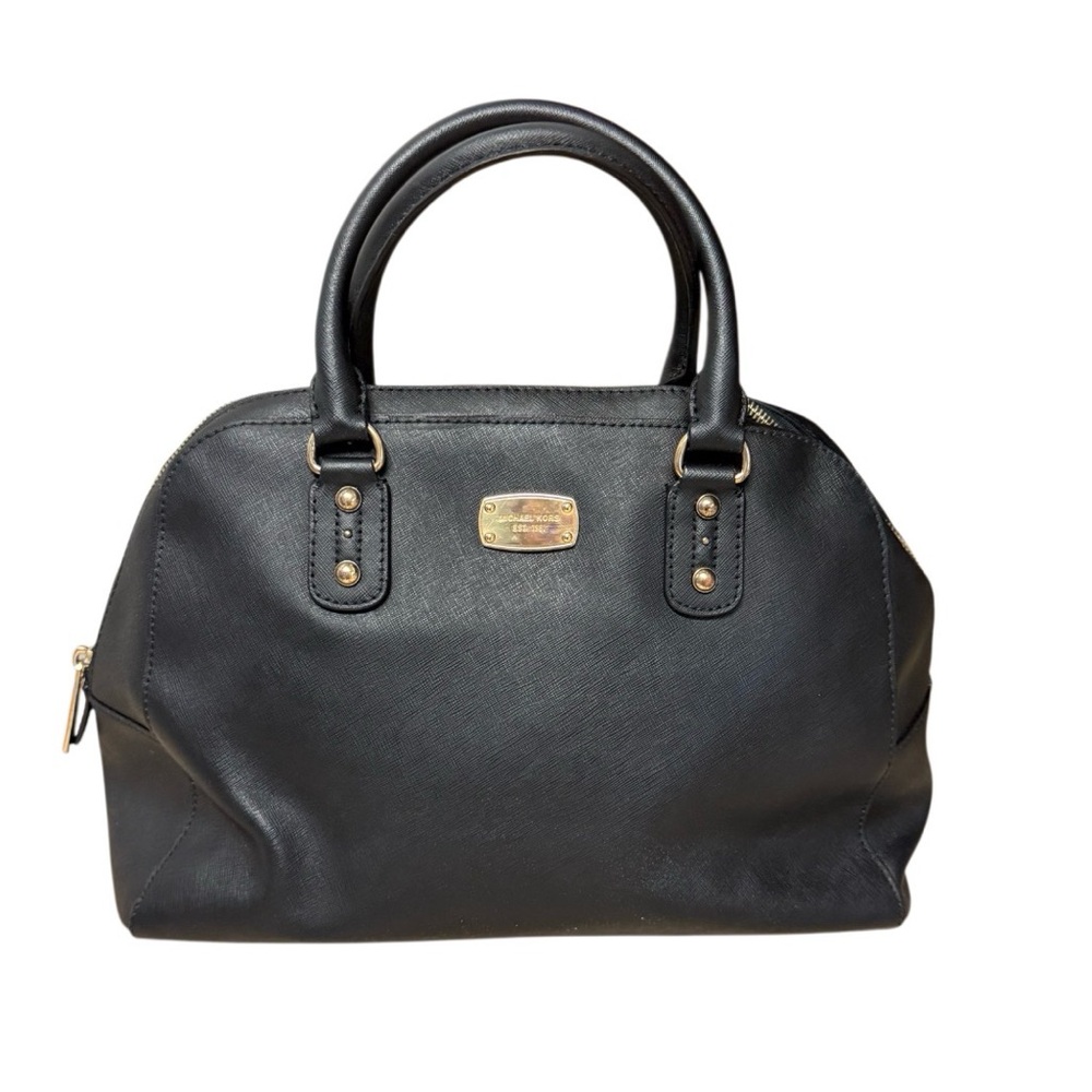 Michael Kors Large Saffiano Leather Satchel - Black & Gold (35S3GSAS3L)